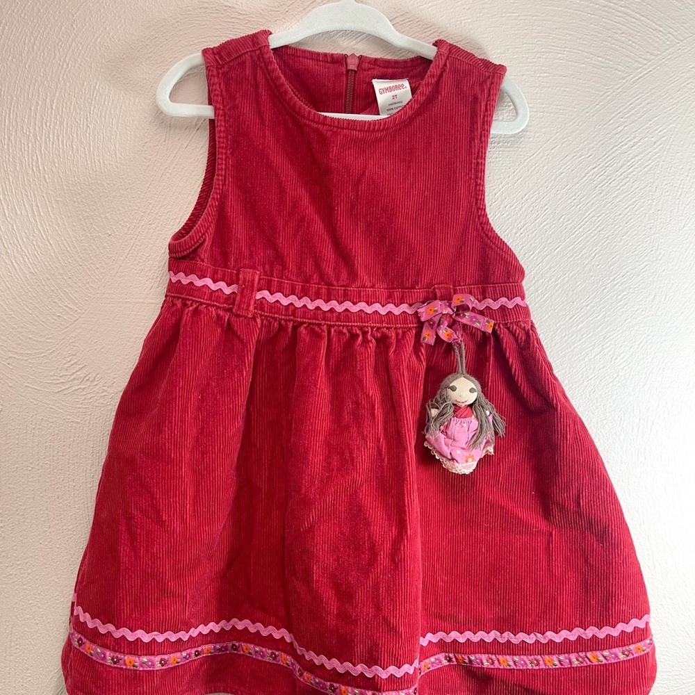 Gymboree (2006) Red Corduroy Dress w/ Peruvian Doll Charm